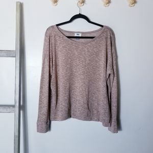 OLD NAVY LIGHTWEIGHT OVERSIZED TAN AND WHITE LONG SLEEVE SHIRT SIZE LARGE